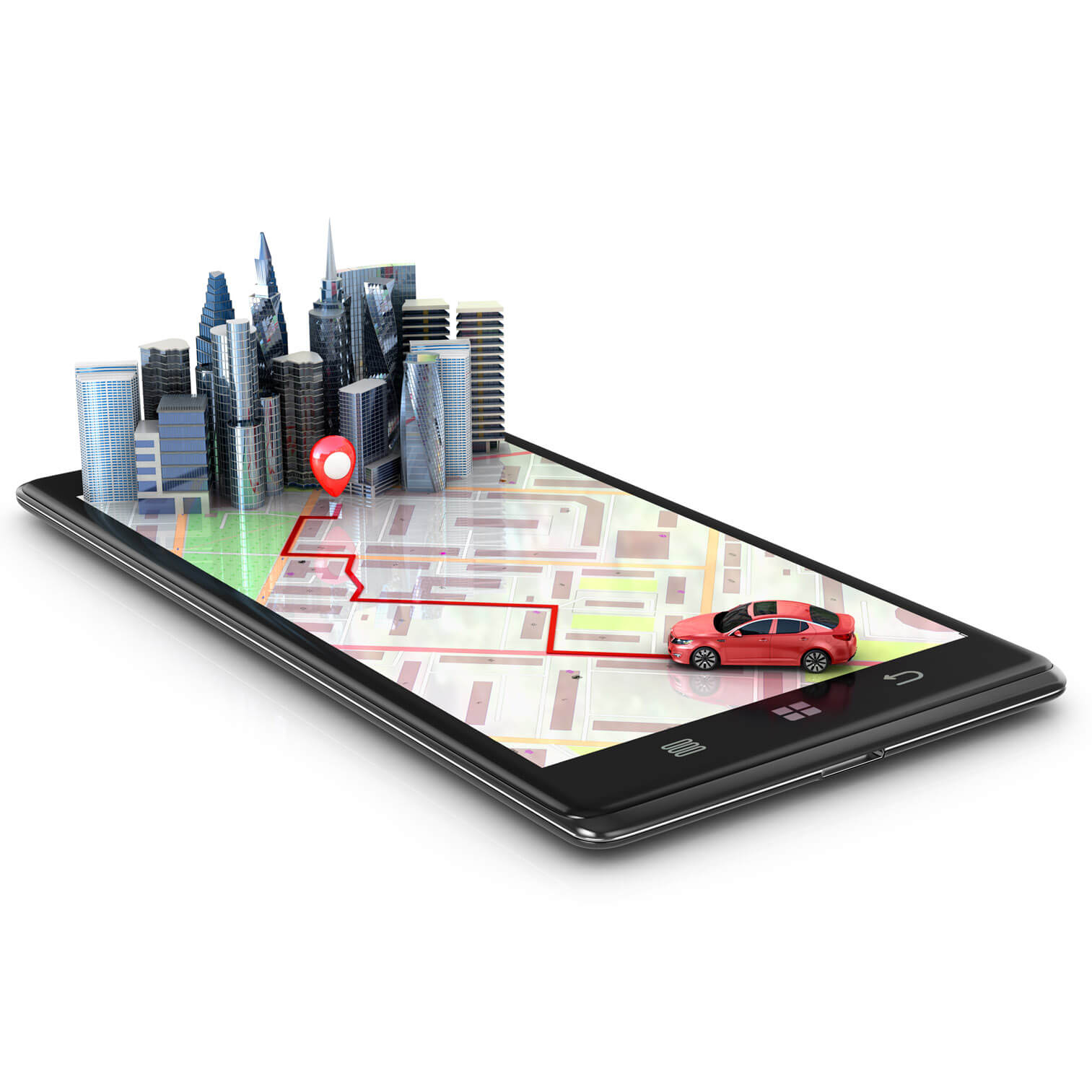 Mobile GPS navigation, travel and tourism concept. View a map on